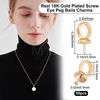 50Pcs Brass Screw Eye Peg Bails Charms KK-BBC0003-45-1