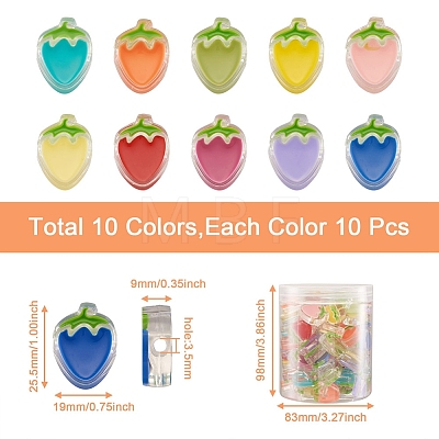 Craftdady 100Pcs 10 Colors Transparent Enamel Acrylic Beads TACR-CD0001-07-1