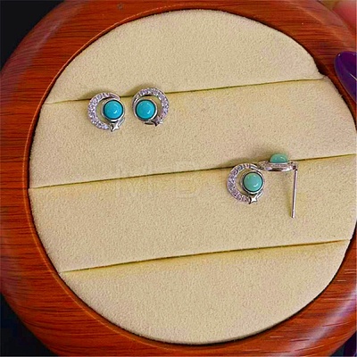 Synthetic Turquoise Dangle Stud Earrings EJEW-C178-01B-1