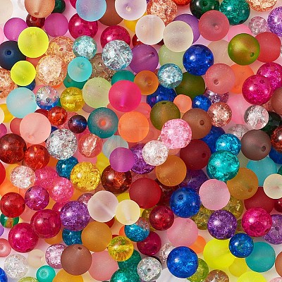 Transparent Frosted Glass Beads and Transparent Crackle Glass Beads CCG-CD0001-01-1
