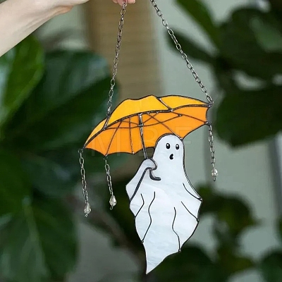 Umbrella Ghost Acrylic Hanging Suncatchers PW-WG55991-01-1