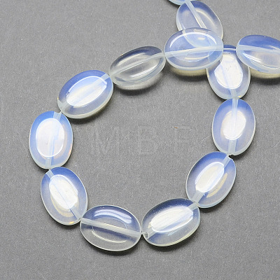 Flat Oval Opalite Beads Strands G-S113-02-1