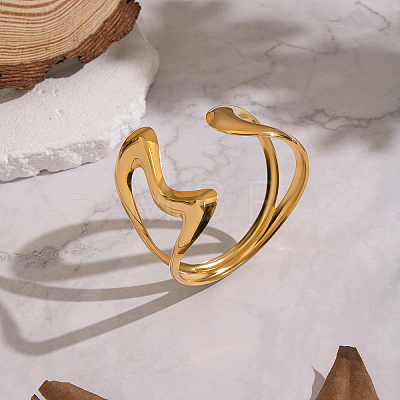 Elegant 304 Stainless Steel Fluid Shape Open Cuff Bangles for Women KV3982-1