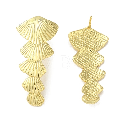 Rack Plating Brass 5 Leaves Stud Earrings for Women EJEW-P280-24G-1