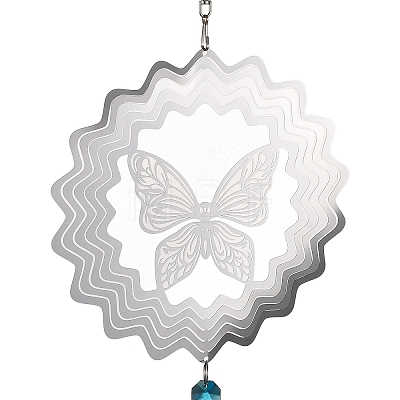 Butterfly 201 Stainless Steel 3D Wind Spinners HJEW-E011-04P-1