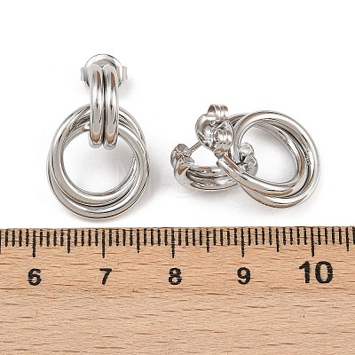 304 Stainless Steel Twist Ring Stud Earrings EJEW-P324-05P-1