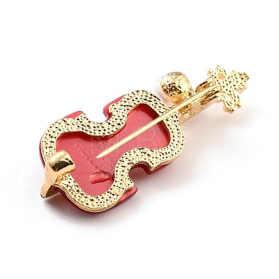 Violin Alloy Brooch with Resin Pearl JEWB-O009-01-1