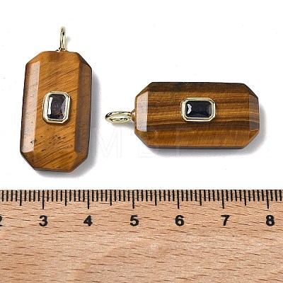 Natural Tiger Eye Faceted Pendants G-F819-02G-01-1