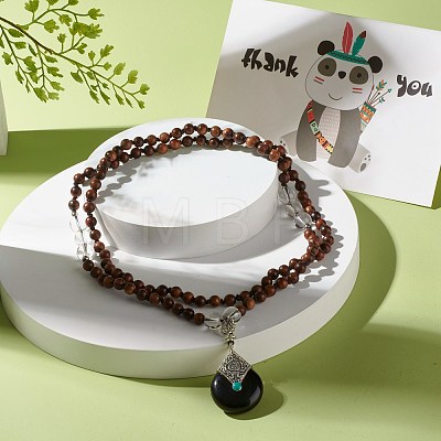 108 Mala Prayer Beads Necklace NJEW-JN03775-1