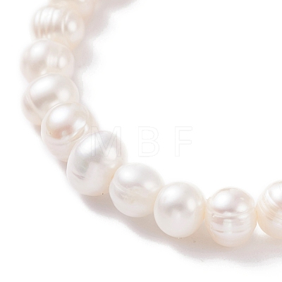 Natural Pearl Beaded Stretch Bracelet with Heishi Beads BJEW-TA00061-1