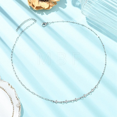 304 Stainless Steel Religion Cross Link Chain Necklaces for Women NJEW-JN06157-1