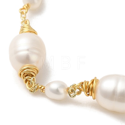 Natural Pearl Beaded Link Bracelets BJEW-C051-39G-1