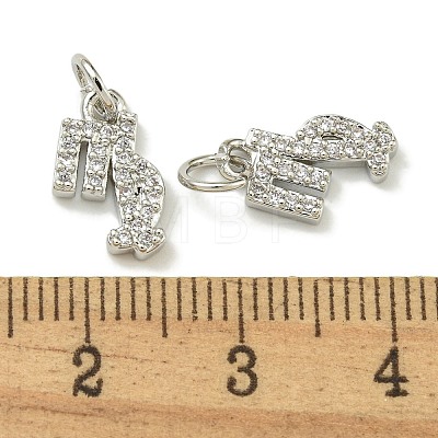 Rack Plating Brass Micro Pave Cubic Zirconia Pendants KK-K386-02B-P-1