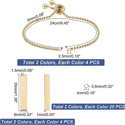 Unicraftale DIY Rectangle Link Slider Bracelet Making Kit STAS-UN0039-29-1