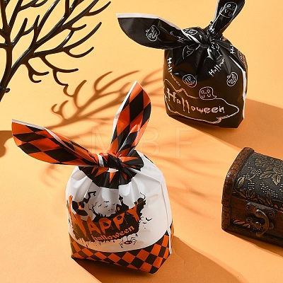 50Pcs 5 Styles Rabbit Shaped Halloween Candy Plastic Bags ABAG-FS0001-08A-1