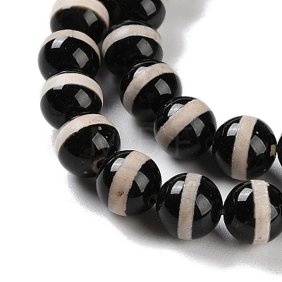 Natural Tibetan Striped Pattern dZi Agate Beads Strands G-B084-A04-02-1