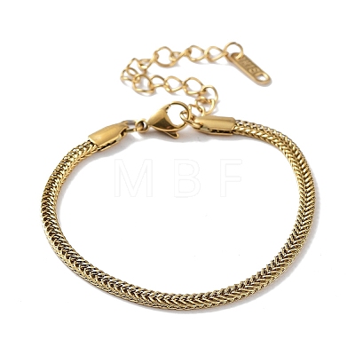 316 Surgical Stainless Steel Diamond Cut Wheat Chain Bracelet BJEW-M305-07G-1