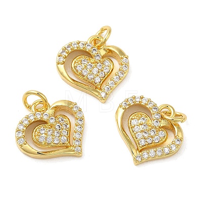 Rack Plating Brass Micro Pave Cubic Zirconia Charms KK-C030-22G-1