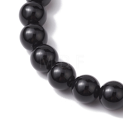 2pcs 2 Styles 6mm Round & Chip Natural Black Agate Beaded Stretch Bracelet Sets BJEW-TA00517-04-1