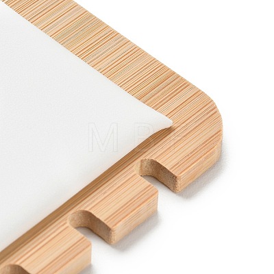 12-Slot Bamboo L-Shaped Necklace Organizer Display Stands with Imitation Leather Mat NDIS-F005-01A-1