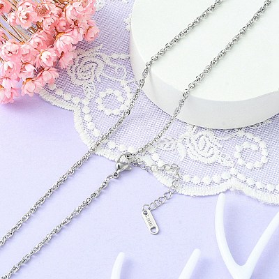 304 Stainless Steel Rope Chain Necklace for Men Women NJEW-YW0001-08-1
