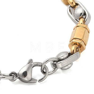 304 Stainless Steel Faceted Column Link Bracelets for Men BJEW-B093-01GP-1
