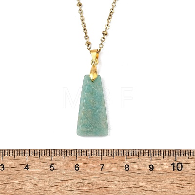 Natural Amazonite Faceted Trapezoid Pendant 304 Stainless Steel Satellite Chain Necklaces NJEW-JN06071-02-1