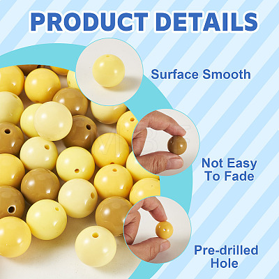 40Pcs 4 Colors Opaque Acrylic Beads MACR-TA0002-98-1