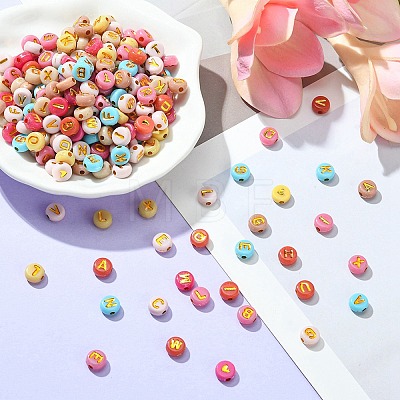 300pcs 2 Styles Opaque Mixed Color Acrylic Beads MACR-YW0002-58A-1