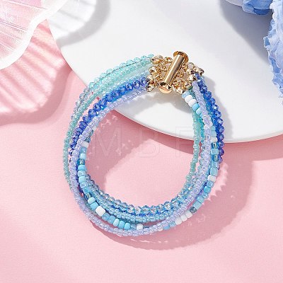 Glass Seed Beads Beaded Multi-Layer Bracelets for Women BJEW-JB12993-1