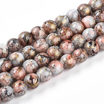 Baking Painted Glass Beads Strands DGLA-N003-8mm-B05-1