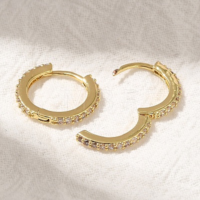 Rack Plating Brass Micro Pave Cubic Zirconia Hoop Earrings EJEW-H143-15G-01-1