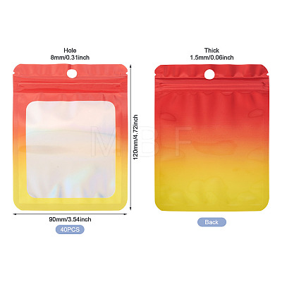 40Pcs Rectangle Glitter Holographic Plastic Resealable Packaging Bags ABAG-TA0001-97B-02-1