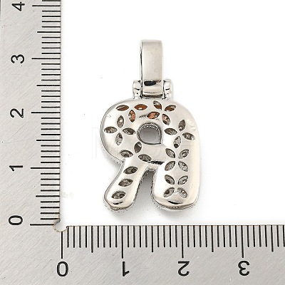 Brass Micro Pave Clear Cubic Zirconia Pendants KK-B099-01P-R-1