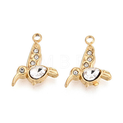 304 Stainless Steel Rhinestone Charms STAS-N110-45G-1