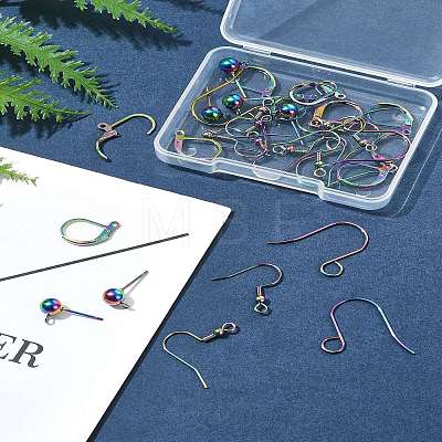 32Pcs 4 Styles Stainless Steel French Earring Hooks & Leverback Earring Findings & Ball Stud Earring Post & Earring Hooks Findings Kits STAS-FS0001-62-1