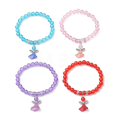 Transparent Plastic Beaded Stretch Bracelets for Children BJEW-JB11507-1