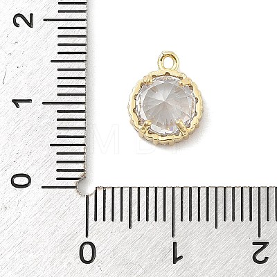 Brass Micro Pave Clear Cubic Zirconia Charms KK-B130-01G-03-1