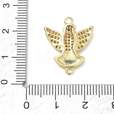 Brass Micro Pave Clear Cubic Zirconia Bird Connector Charms KK-A293-11G-1