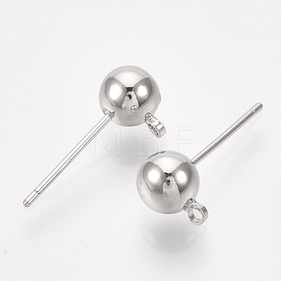 Brass Ball Stud Earring Findings KK-S348-415D-1