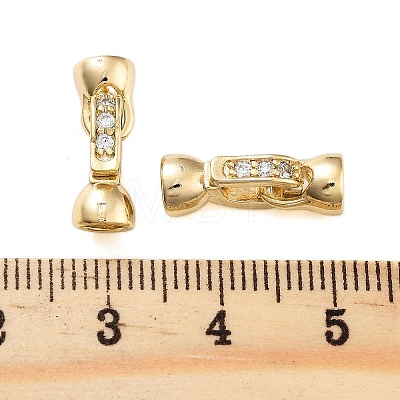 Rack Plating Brass Cubic Zirconia Fold Over Clasps KK-S379-18G-1