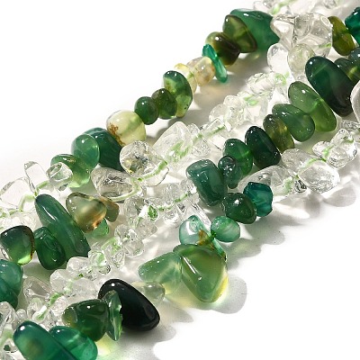 Natural Quartz Crystal/Rock Crystal & Chrysoprase Beads Strands G-L610-B22-01-1