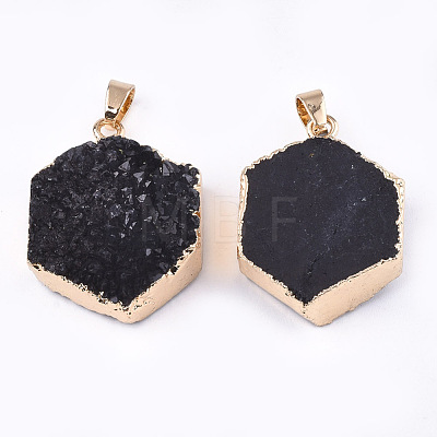 Electroplate Natural Druzy Agate Pendants G-T112-21B-1