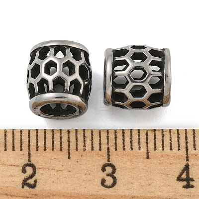 Retro Hollow 304 Stainless Steel European Beads STAS-B071-08AS-1