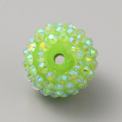 Chunky Resin Rhinestone Bubblegum Ball Beads RESI-CJC0025-02C-1