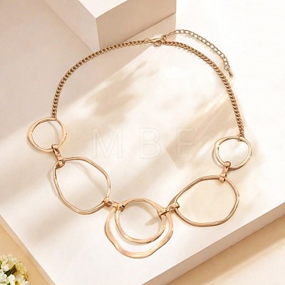 201 Stainless Steel & Alloy Multi Ring Bib Necklaces for Women WG2A4B7-01-1