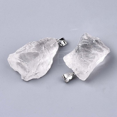 Raw Rough Natural Quartz Crystal Pendants X-G-N0326-52-1