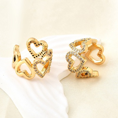 Brass Micro Pave Clear Cubic Zirconia Cuff Earrings EJEW-F370-31G-1