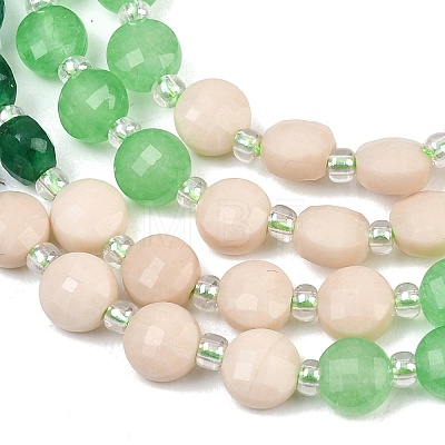 Natural Agate Dyed White Jade & Fossil Beads Strands G-Z135-B02-1