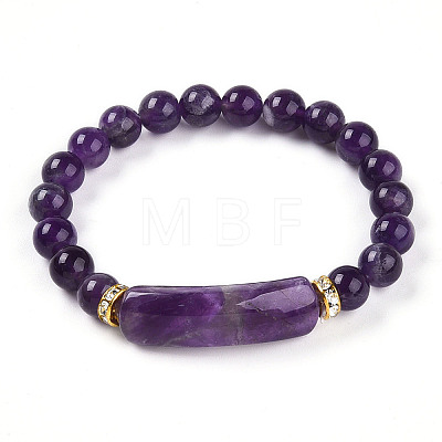 Natural Amethyst Beads Stretch Bracelets BJEW-T022-04G-1